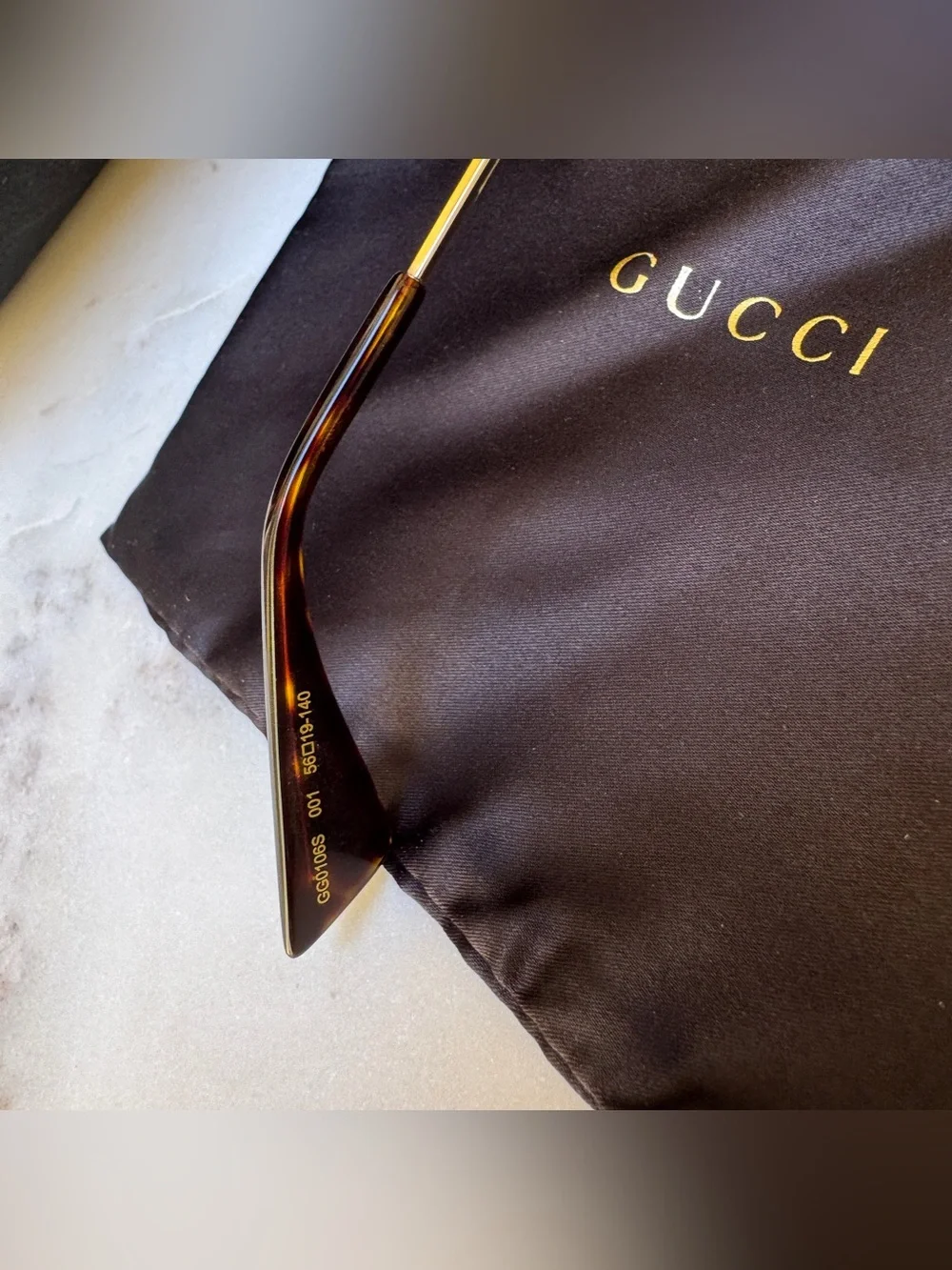 Gucci Acetate Oversize Square Frame Tortoise Sunglasses GG0106S